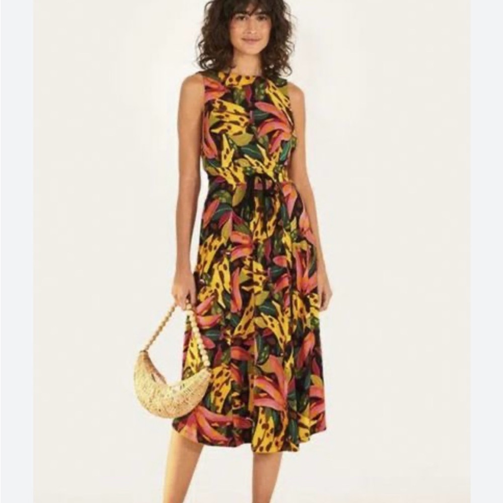 Tropical Print Sleeveless Dress